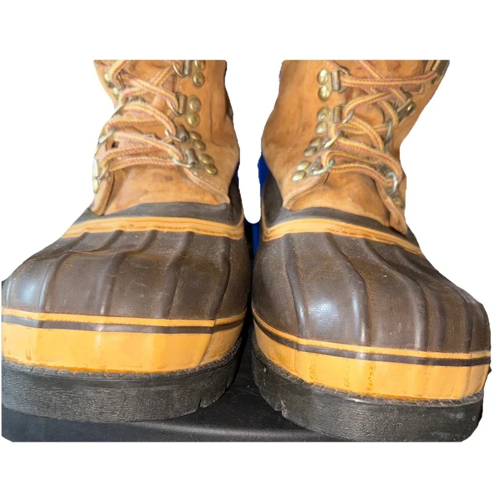 Vtg Timberland Duck Boots Shearling Trim Wool Insulated Hunting Men's 10 Flaws
